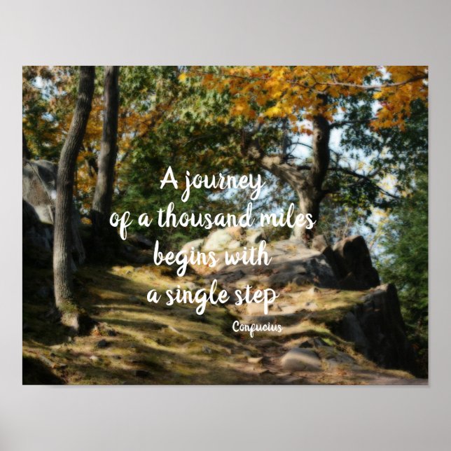 Begin Inspirational Quote Woodland Path Poster (Front)