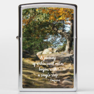 Begin Inspirational Quote Woodland Path Zippo Lighter