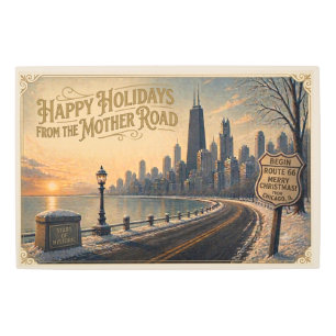 Begin Route 66 Chicago Skyline Steel Sign Art