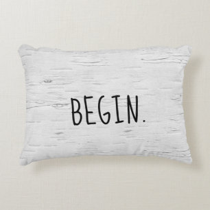 BEGIN Text On Birch Tree  Accent Pillow
