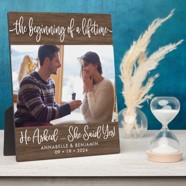 Beginning Of A Lifetime Photo Engagement  Plaque (Side)