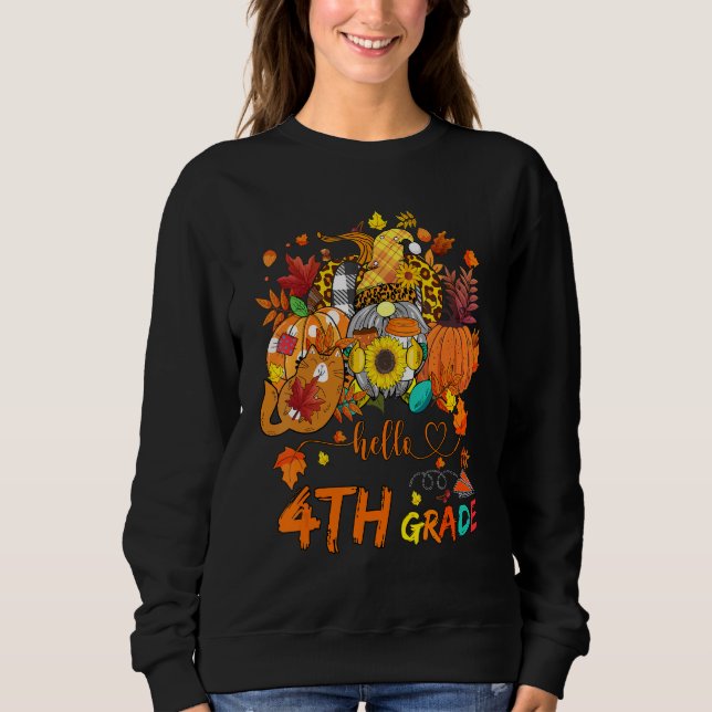 Beginning Of Autumn Fall Teacher Sunflower Hello 4 Sweatshirt (Front)