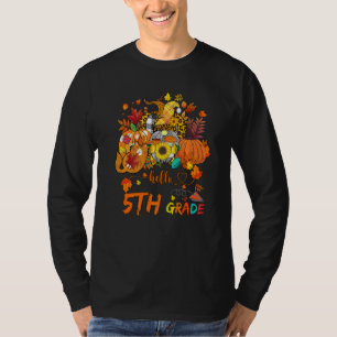 Beginning Of Autumn Fall Teacher Sunflower Hello 5 T-Shirt