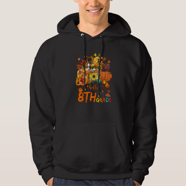 Beginning Of Autumn Fall Teacher Sunflower Hello 8 Hoodie (Front)