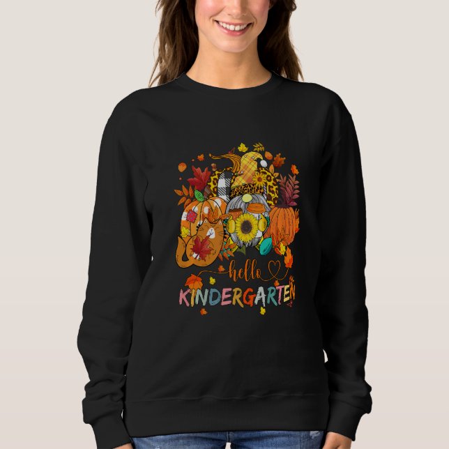 Beginning Of Autumn Teacher Sunflower Hello Kinder Sweatshirt (Front)