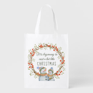 Beginning to Cost a Lot Like Christmas Fun Snowman Grocery Bag