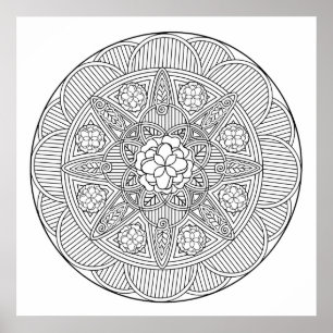 Begonia Flowers Flower Art Mandala Coloring Page Poster