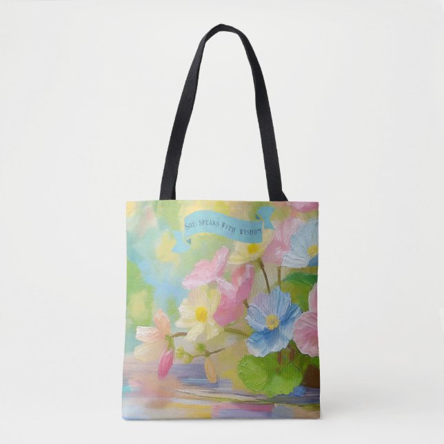 Begonia Flowers Vase,Bible Scriptures Mothers Day Tote Bag (Front)