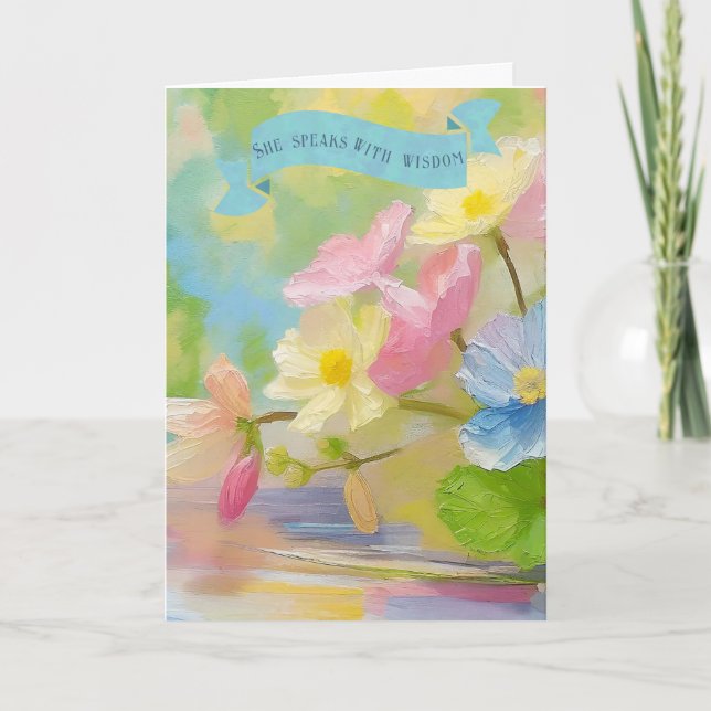 Begonia Flowers Vase,Bible Verses Mother Day Holiday Card (Front)