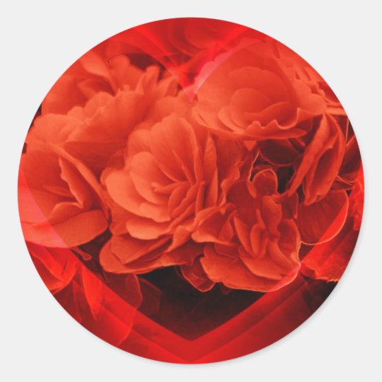 Begonia Heart Valentines Day Classic Round Sticker