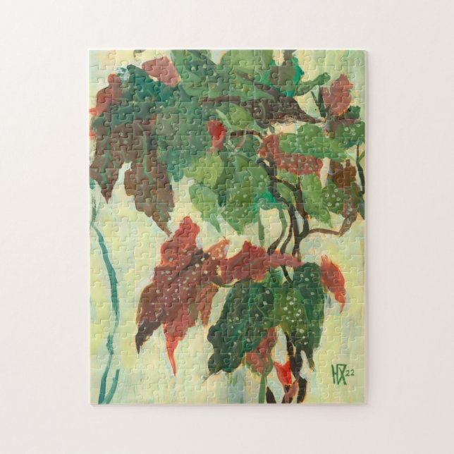 Begonia Maculata Home Garden Plant Floral Painting Jigsaw Puzzle (Vertical)