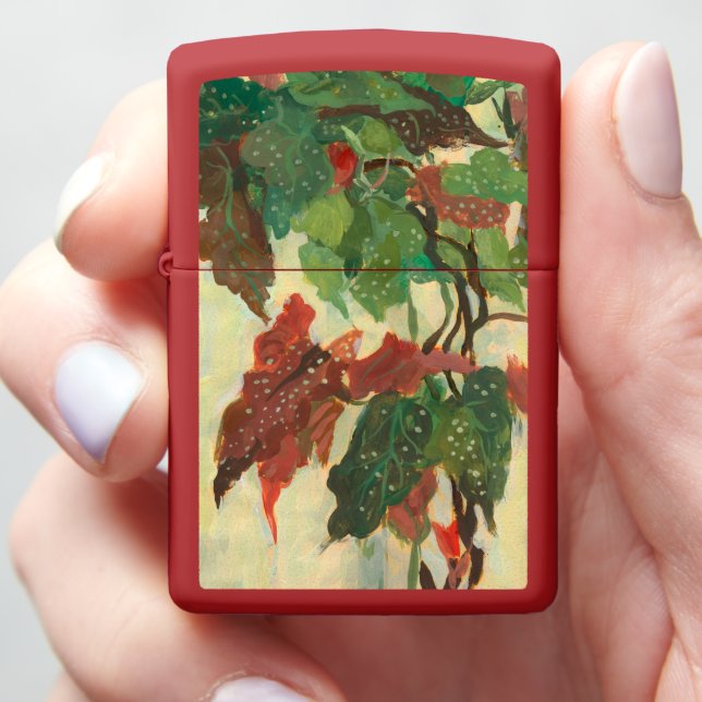 Begonia Maculata Home Garden Plant Floral Painting Zippo Lighter (In Hand)