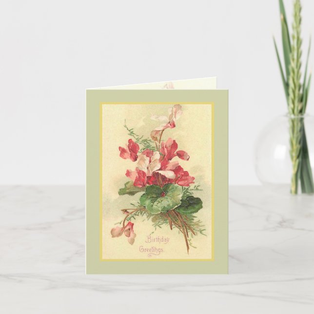 Begonia Vintage Birthday Greetings Card (Front)
