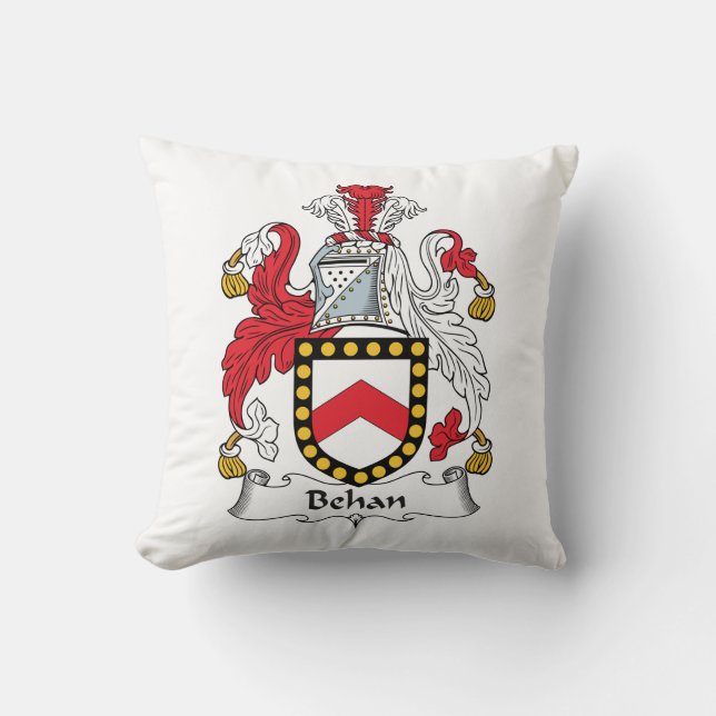Behan Family Crest Throw Pillow (Front)