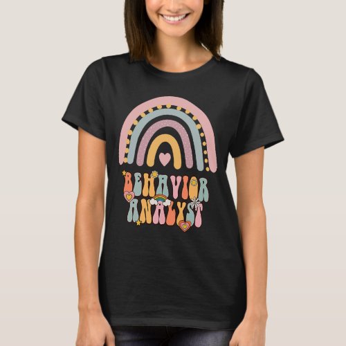 Behavior Analyst BCBA Groovy Retro Vintage Rainbow T_Shirt