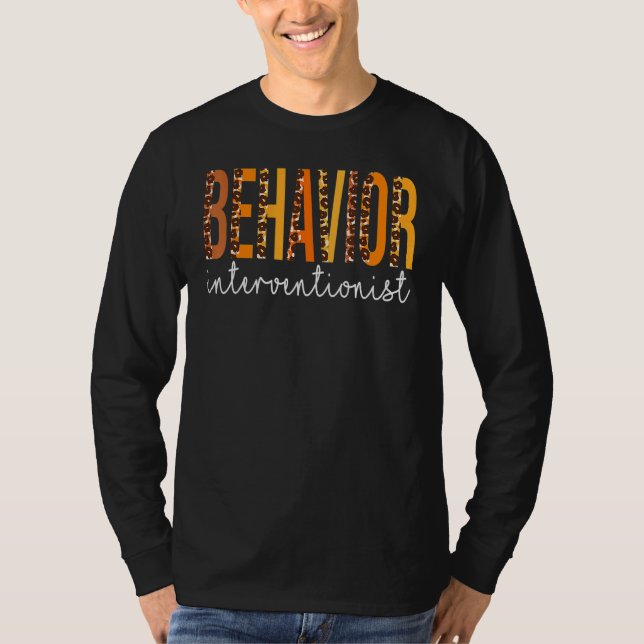 Behavior Interventionist leopard Fall Autumn Thank T-Shirt (Front)