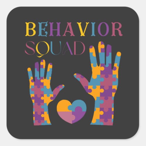 Behavior Squad Applied Behavior Analysis Crew  Square Sticker
