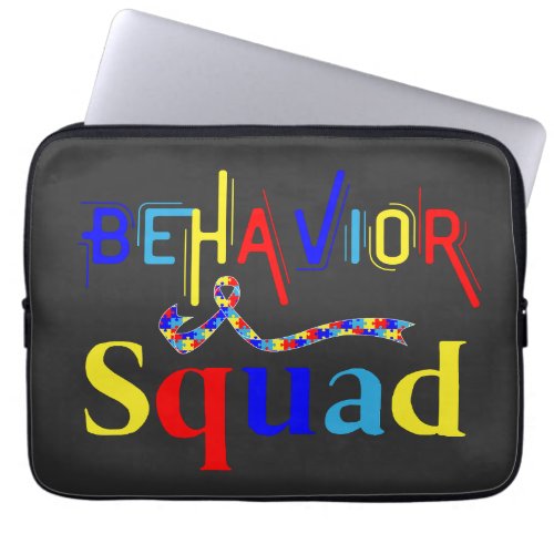 Behavior Squad April Autism Awarenes Behavior Tech Laptop Sleeve