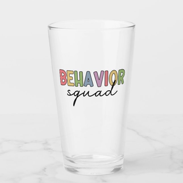 Behavior Squad | Behavior Therapist ABA Therapist Glass (Front)