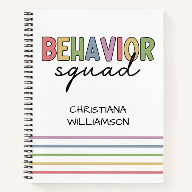 Behavior Squad | Behavior Therapist ABA Therapist Notebook (Front)