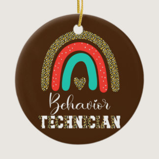 Behavior Technician Leopard Rainbow ABA RBT Ceramic Ornament