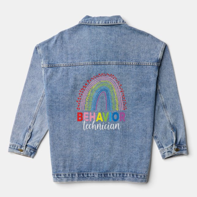 Behavior Technician Rainbow ABA Therapist  Denim Jacket (Back)