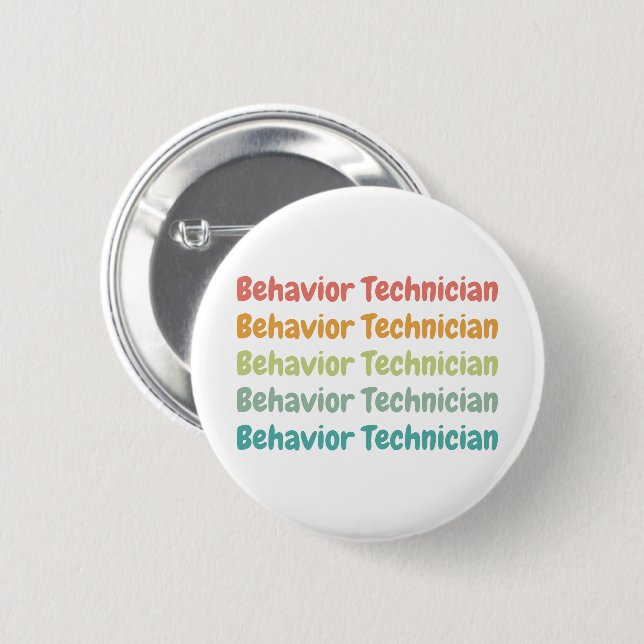 Behavior Technician RBT Behavior Tech Retro  Button (Front & Back)