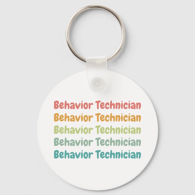 Behavior Technician RBT Behavior Tech Retro Keychain (Front)