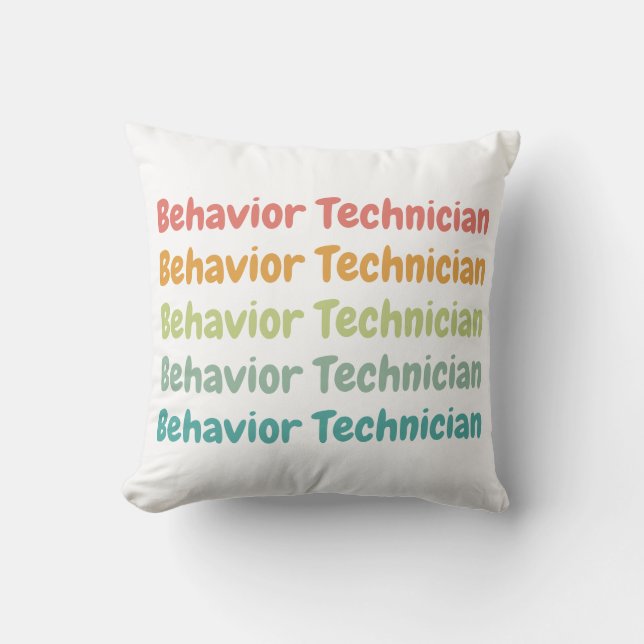 Behavior Technician RBT Behavior Tech Retro Throw Pillow (Front)