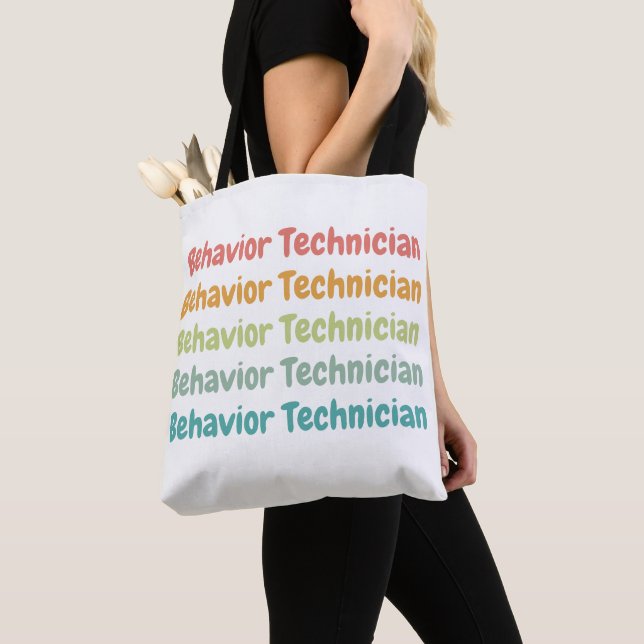 Behavior Technician RBT Behavior Tech Retro Tote Bag (Close Up)