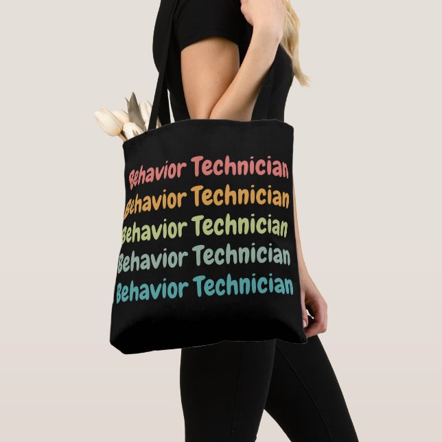 Behavior Technician RBT Behavior Tech Retro Tote Bag (Close Up)