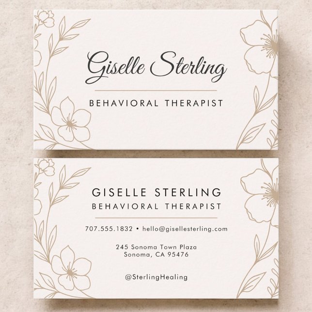 Behavioral Therapist Botanical Floral  Business Card (Creator Uploaded)