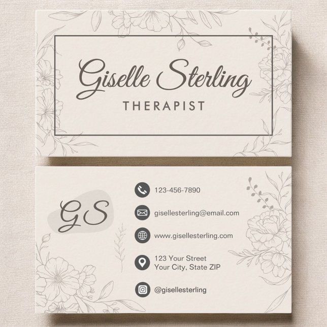 Behavioral Therapist Botanical Floral Business Card (Creator Uploaded)