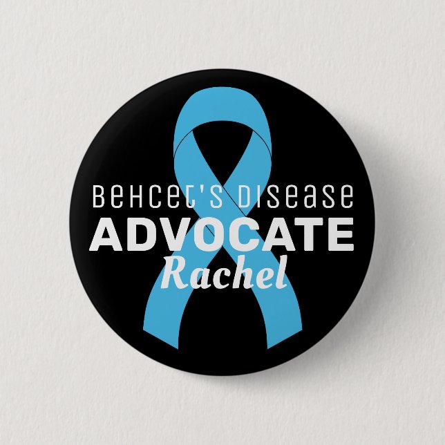 Behcet's Disease Advocate Ribbon Black Button (Front)