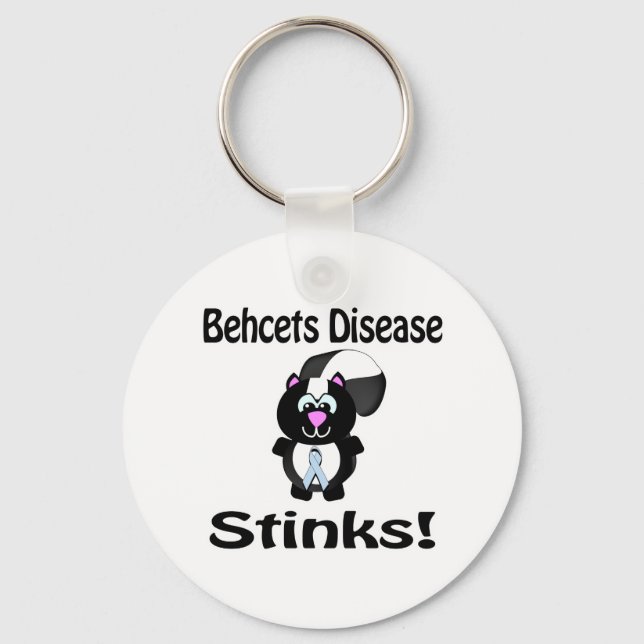 Behcets Disease Stinks Skunk Awareness Design Keychain (Front)