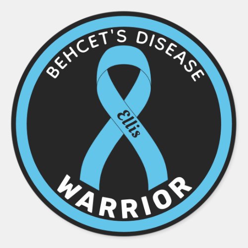 Behcets Disease Warrior Ribbon Black Classic Round Sticker