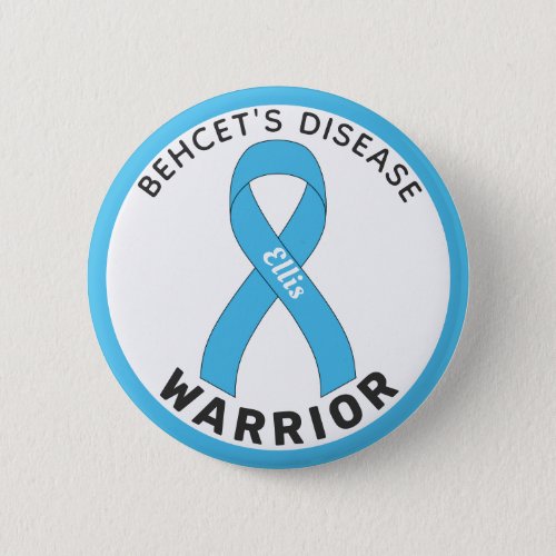 Behcets Disease Warrior Ribbon White Button
