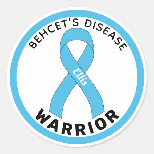 Behcets Disease Warrior Ribbon White Classic Round Sticker
