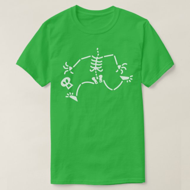 Beheaded skeleton in a hurry running after his own T-Shirt (Design Front)