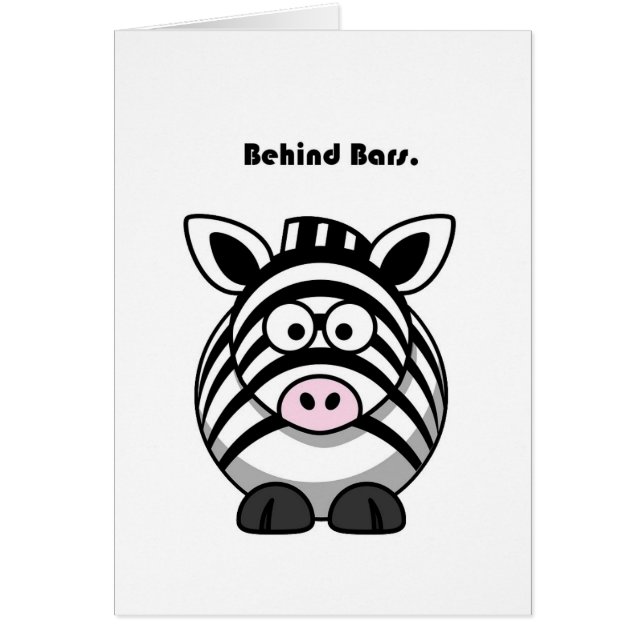 Behind Bars Zebra – Funny Cartoon Animal Pun Cards (Front)