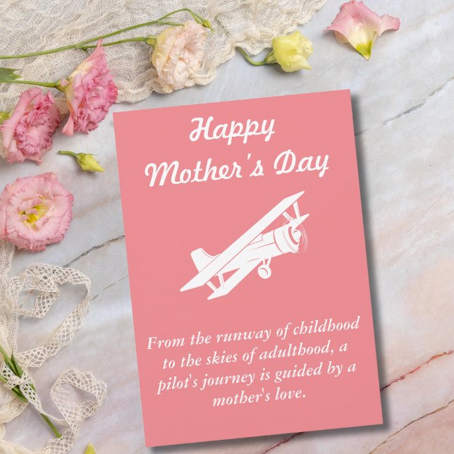 Behind every Pilot,Minimalist,retro, Mother’s Day Holiday Card (Creator Uploaded)