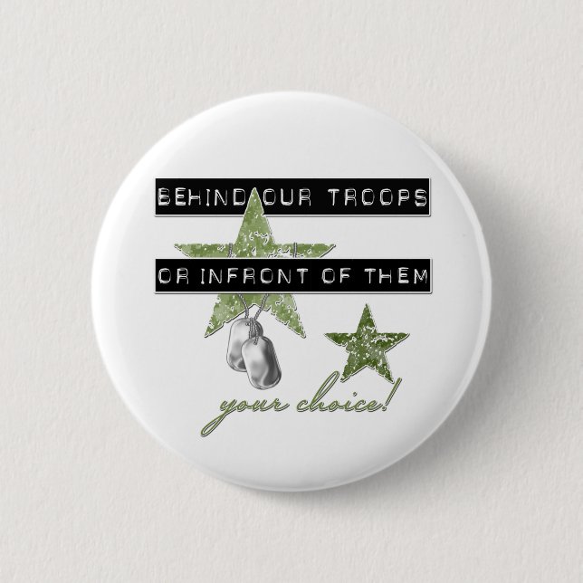 Behind Our Troops Or In front Of Them Button (Front)