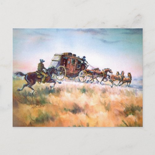 BEHIND SCHEDULE STAGECOACH by SHARON SHARPE Postcard