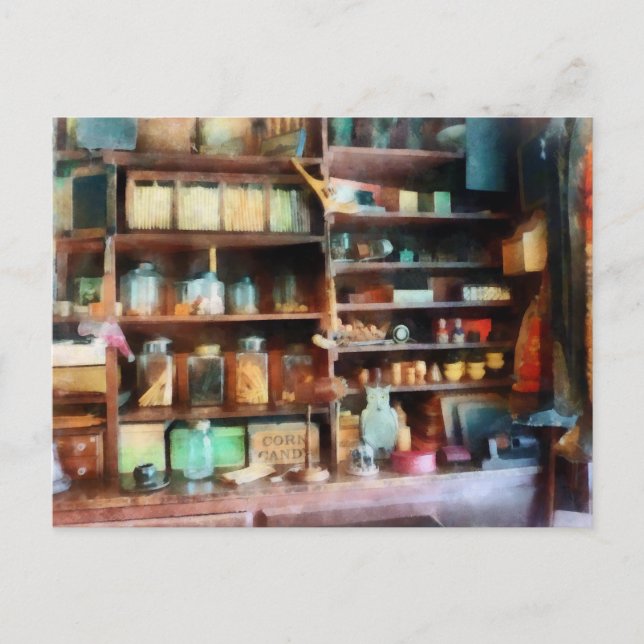 Behind the Counter at the General Store Postcard (Front)