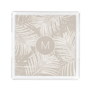 Behind the Palms Modern Tan Monogrammed Acrylic Tray