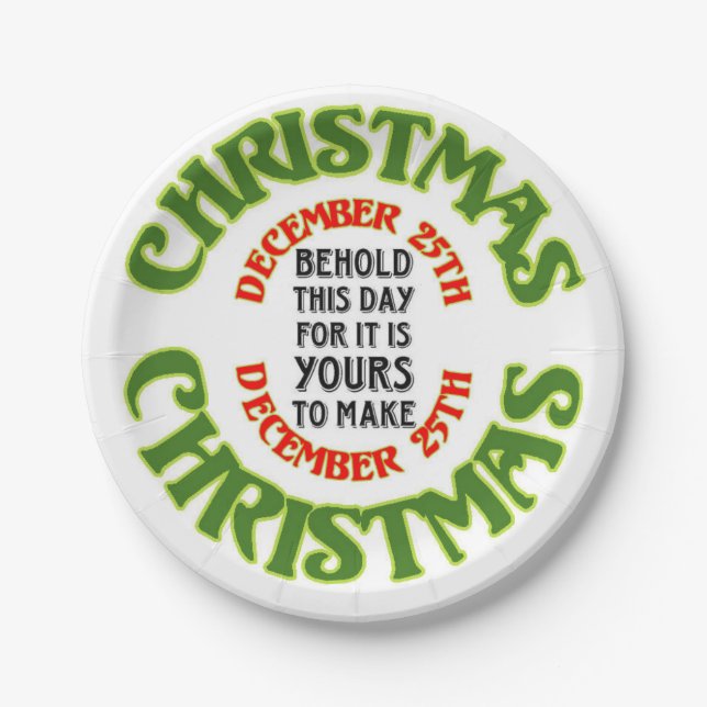 Behold Christmas December 25th Quote Paper Plates (Front)