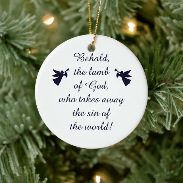 Behold the lamb of God Minimalist Ceramic Ornament (Tree)