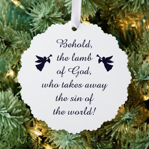 Behold the lamb of God Minimalist Ornament Card