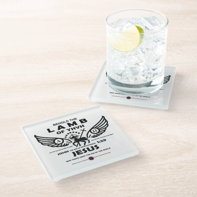 Behold the Lamb of YHVH Glass Coaster (Angled)
