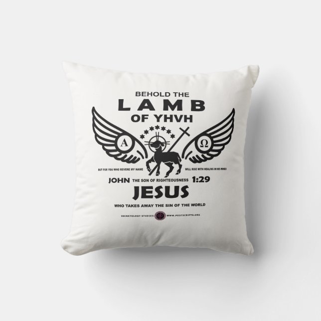 Behold the Lamb of YHVH Throw Pillow (Front)